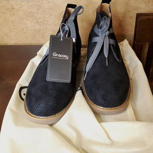 Gracosy Mens Suede Shoes - Black - NEW Size MM7
